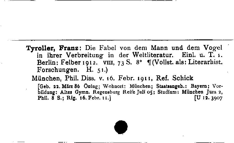 [Katalogkarte Dissertationenkatalog bis 1980]