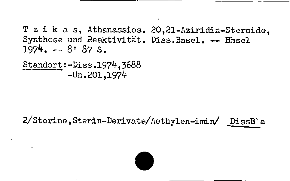[Katalogkarte Dissertationenkatalog bis 1980]
