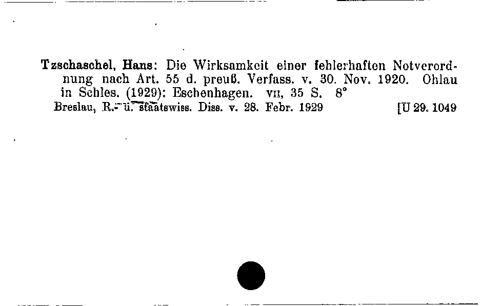 [Katalogkarte Dissertationenkatalog bis 1980]