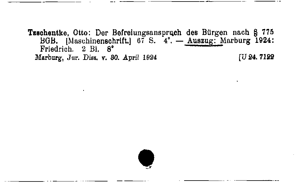 [Katalogkarte Dissertationenkatalog bis 1980]