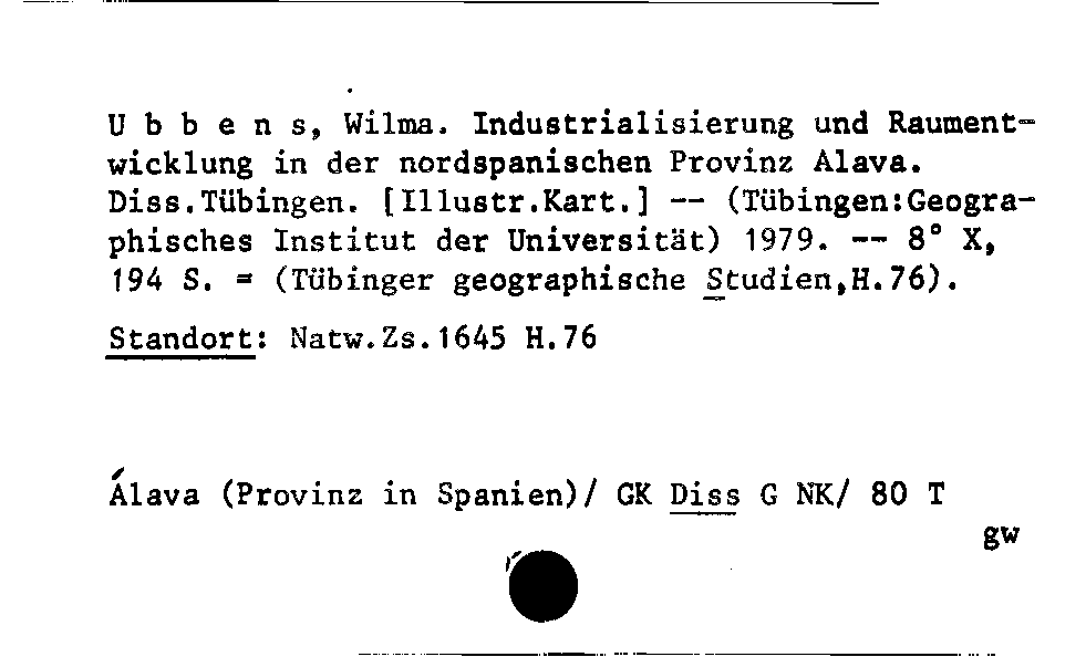 [Katalogkarte Dissertationenkatalog bis 1980]