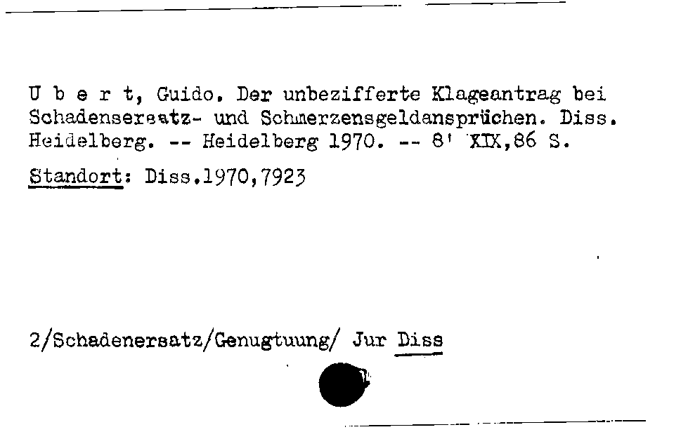 [Katalogkarte Dissertationenkatalog bis 1980]