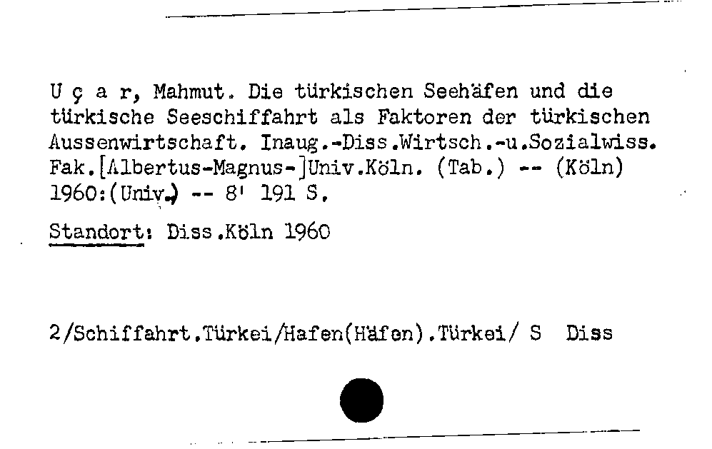 [Katalogkarte Dissertationenkatalog bis 1980]