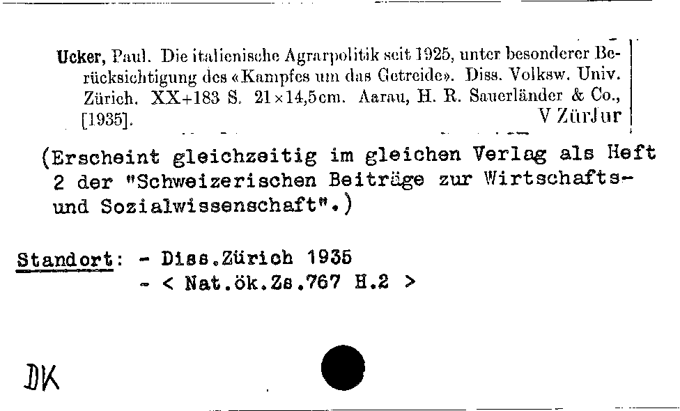 [Katalogkarte Dissertationenkatalog bis 1980]
