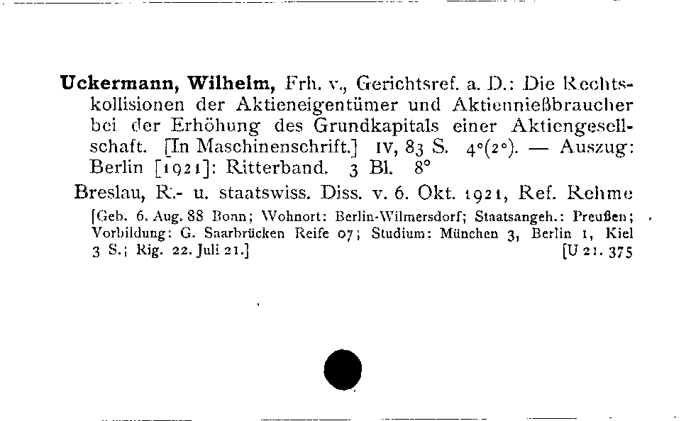[Katalogkarte Dissertationenkatalog bis 1980]
