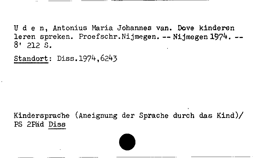[Katalogkarte Dissertationenkatalog bis 1980]