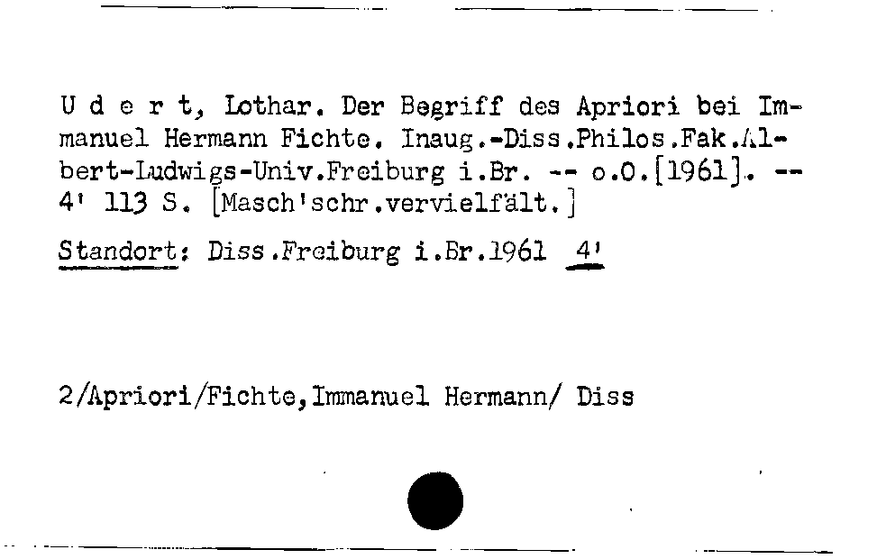 [Katalogkarte Dissertationenkatalog bis 1980]