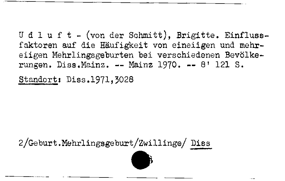 [Katalogkarte Dissertationenkatalog bis 1980]