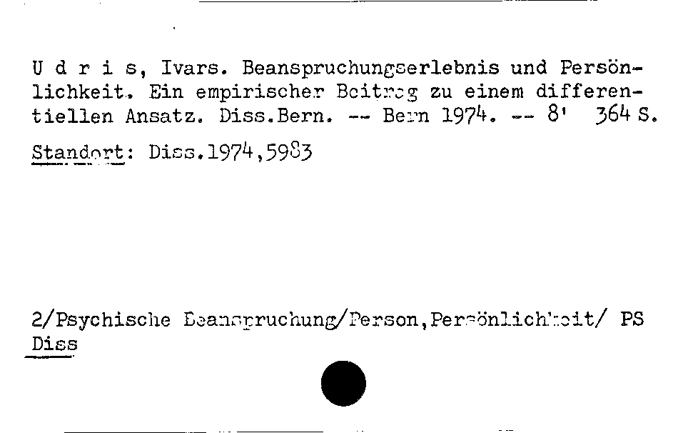 [Katalogkarte Dissertationenkatalog bis 1980]