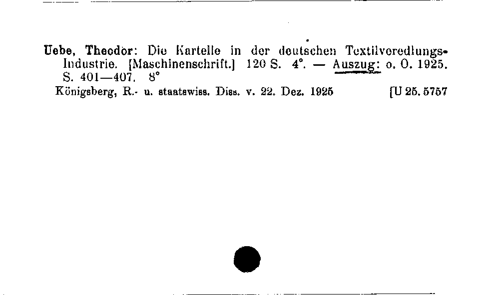[Katalogkarte Dissertationenkatalog bis 1980]
