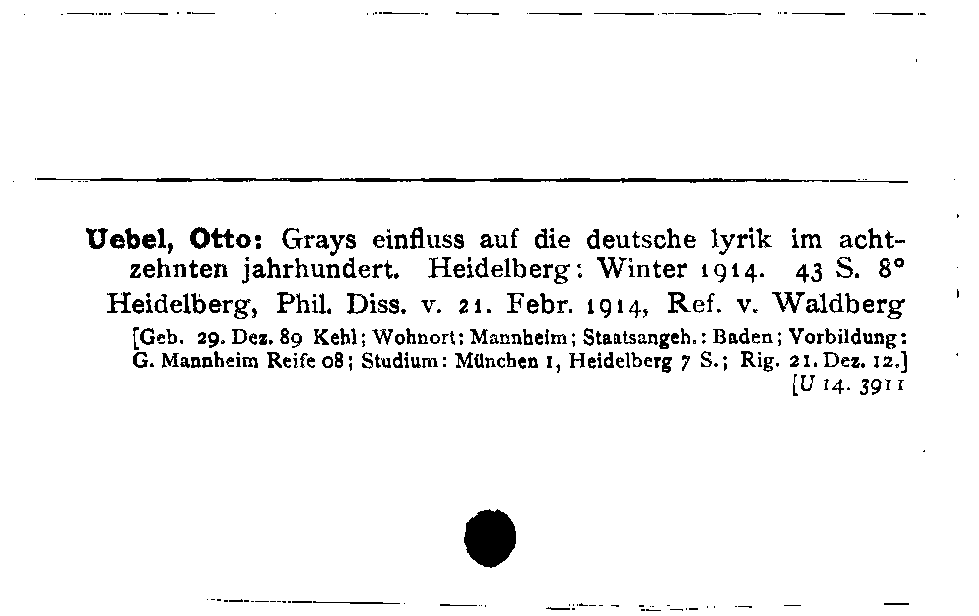 [Katalogkarte Dissertationenkatalog bis 1980]