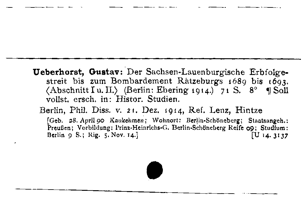 [Katalogkarte Dissertationenkatalog bis 1980]