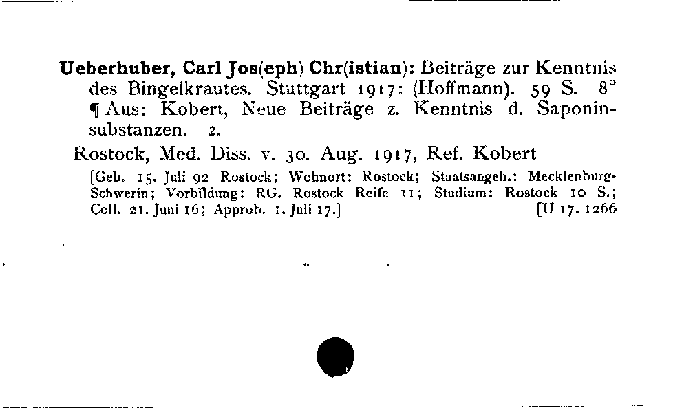 [Katalogkarte Dissertationenkatalog bis 1980]