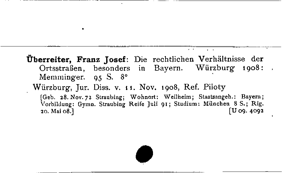 [Katalogkarte Dissertationenkatalog bis 1980]