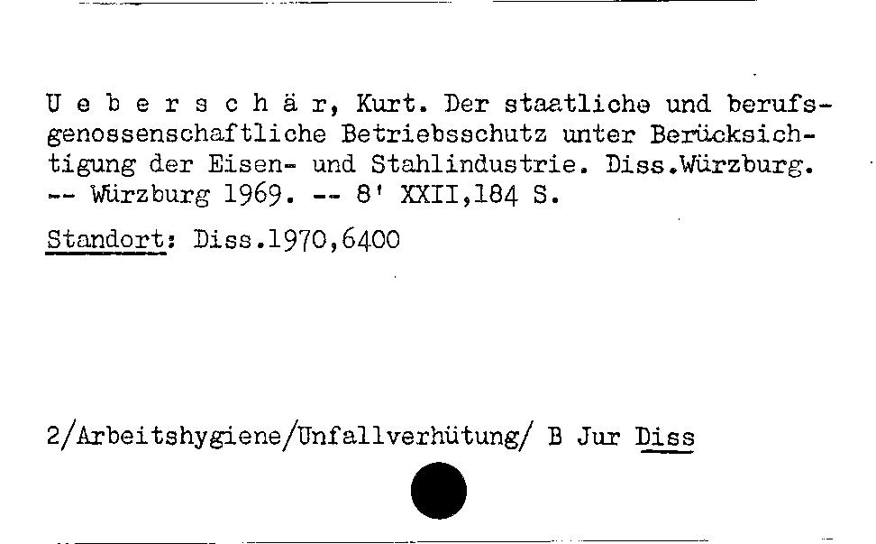 [Katalogkarte Dissertationenkatalog bis 1980]