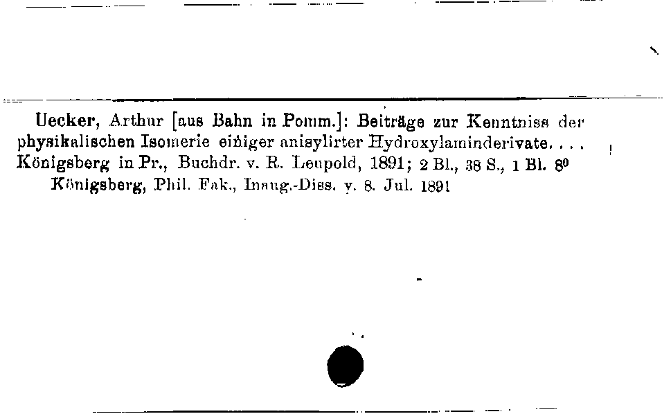 [Katalogkarte Dissertationenkatalog bis 1980]