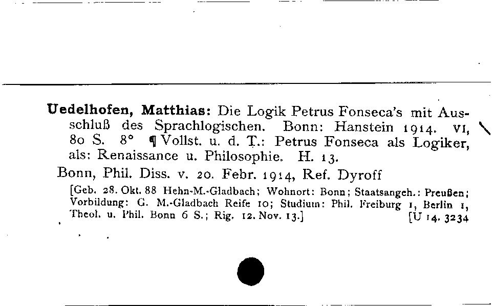 [Katalogkarte Dissertationenkatalog bis 1980]