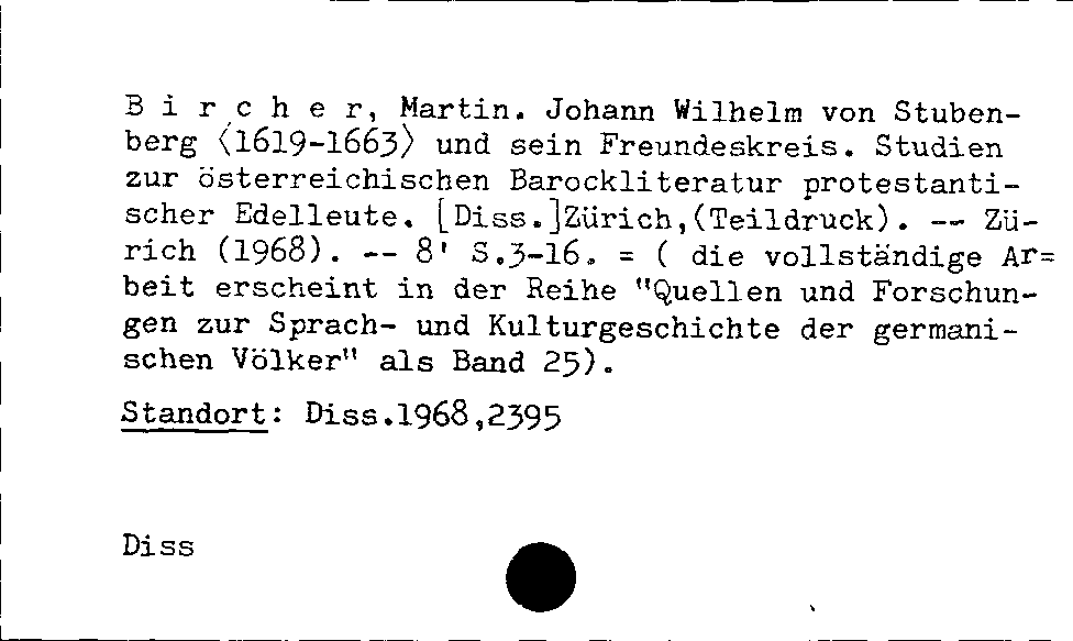 [Katalogkarte Dissertationenkatalog bis 1980]