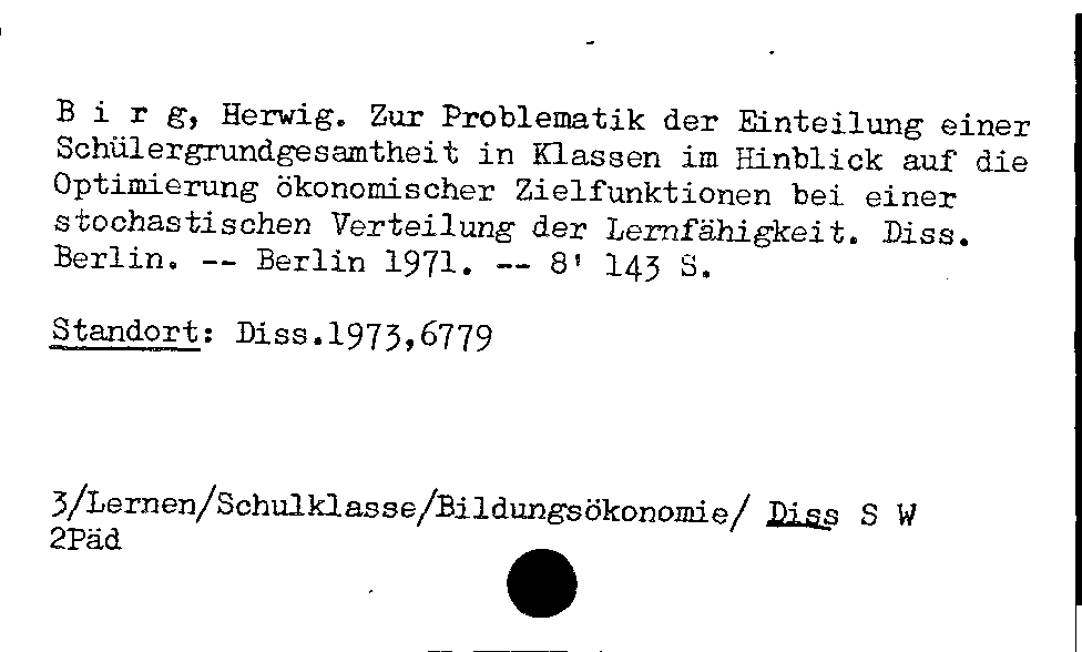 [Katalogkarte Dissertationenkatalog bis 1980]