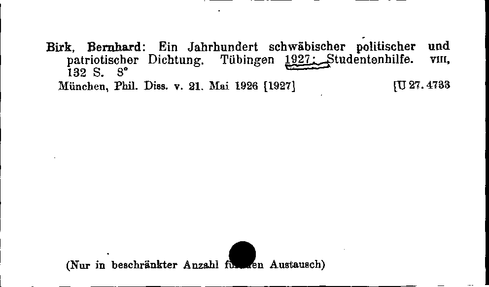 [Katalogkarte Dissertationenkatalog bis 1980]