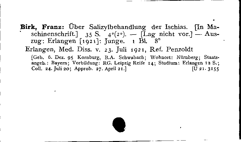 [Katalogkarte Dissertationenkatalog bis 1980]