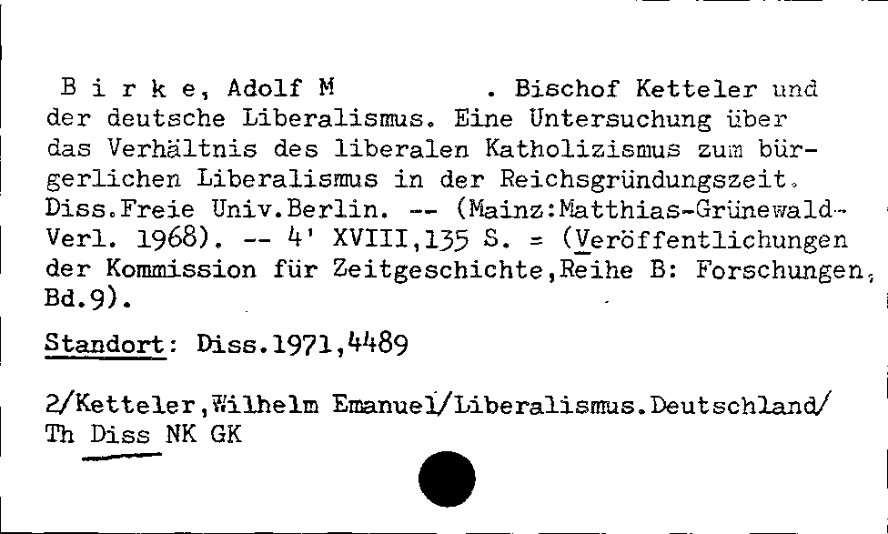 [Katalogkarte Dissertationenkatalog bis 1980]