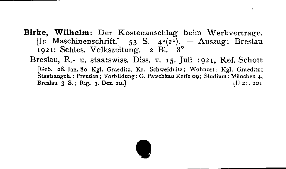 [Katalogkarte Dissertationenkatalog bis 1980]