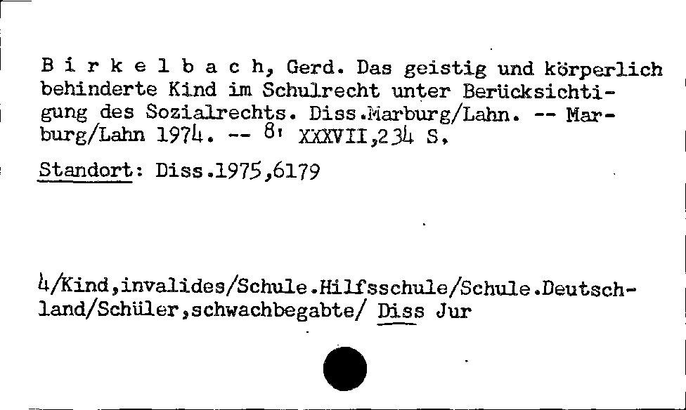 [Katalogkarte Dissertationenkatalog bis 1980]