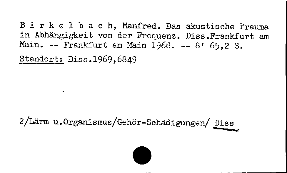 [Katalogkarte Dissertationenkatalog bis 1980]