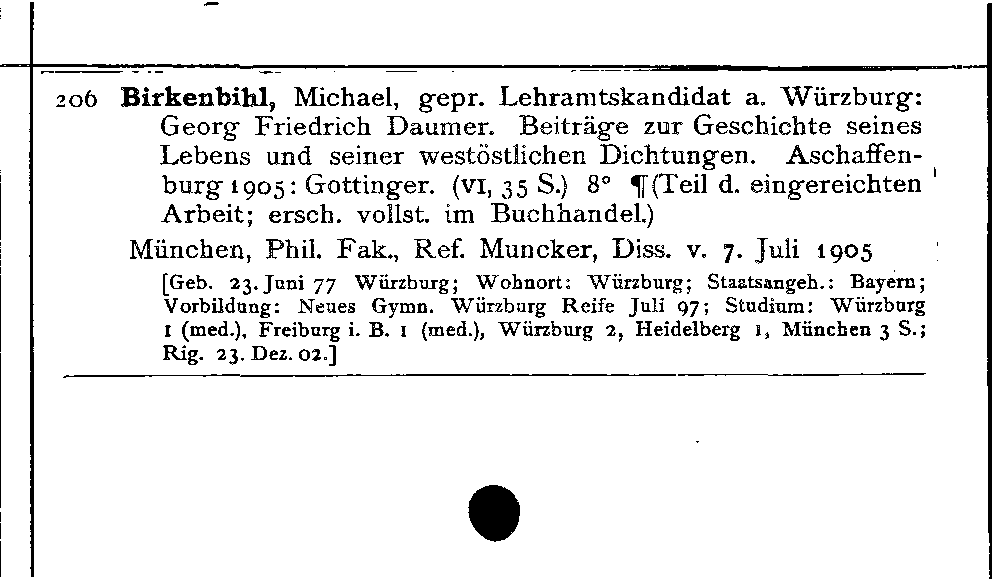 [Katalogkarte Dissertationenkatalog bis 1980]