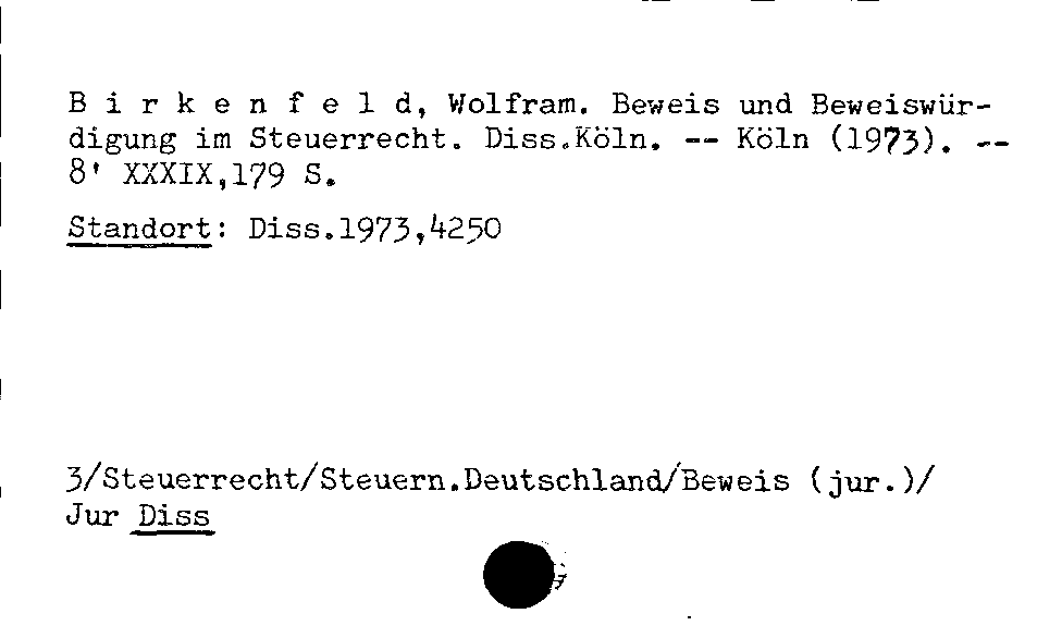 [Katalogkarte Dissertationenkatalog bis 1980]