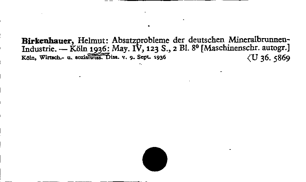 [Katalogkarte Dissertationenkatalog bis 1980]