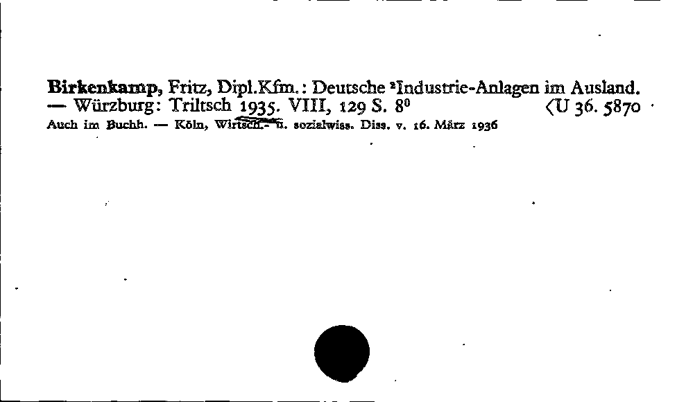 [Katalogkarte Dissertationenkatalog bis 1980]