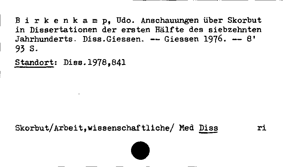 [Katalogkarte Dissertationenkatalog bis 1980]