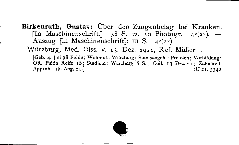 [Katalogkarte Dissertationenkatalog bis 1980]