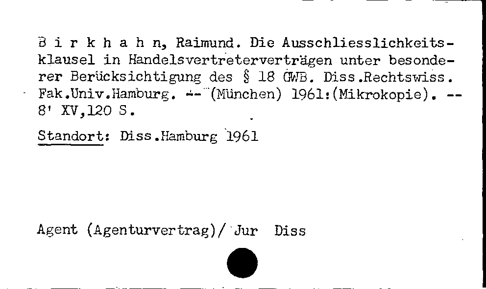 [Katalogkarte Dissertationenkatalog bis 1980]