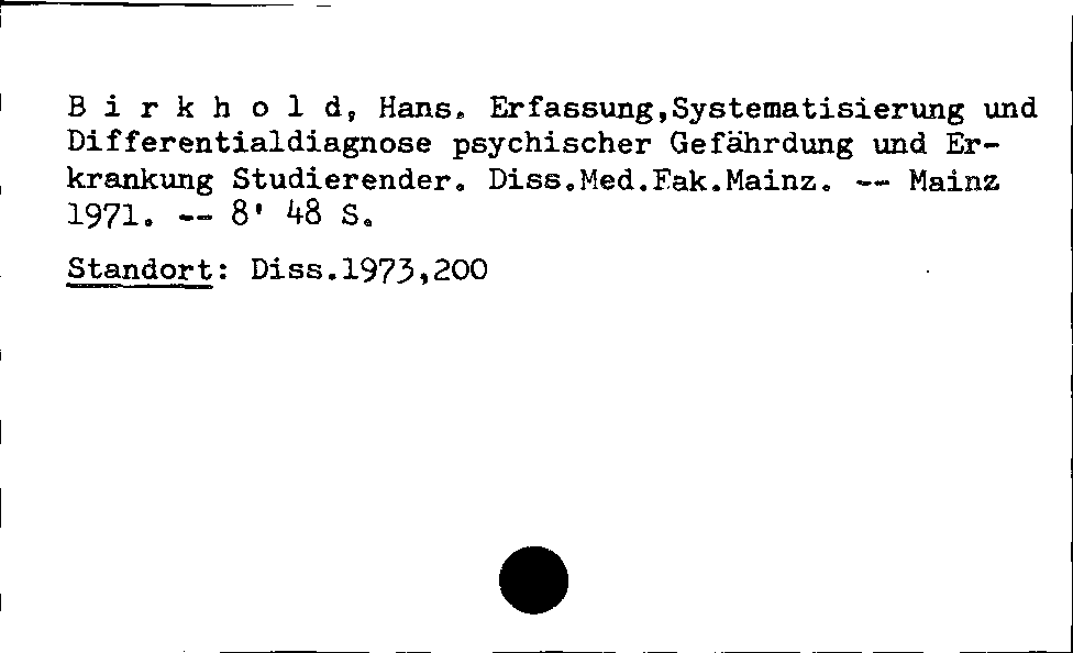 [Katalogkarte Dissertationenkatalog bis 1980]