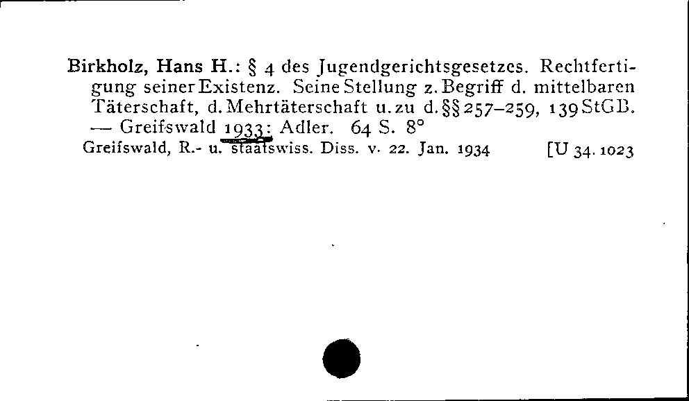 [Katalogkarte Dissertationenkatalog bis 1980]