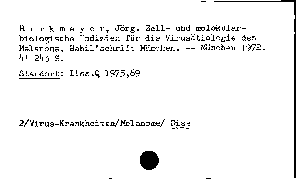 [Katalogkarte Dissertationenkatalog bis 1980]