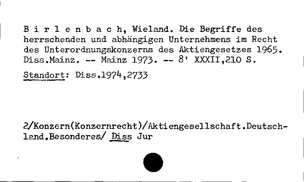 [Katalogkarte Dissertationenkatalog bis 1980]