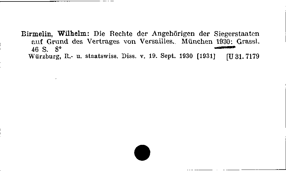 [Katalogkarte Dissertationenkatalog bis 1980]