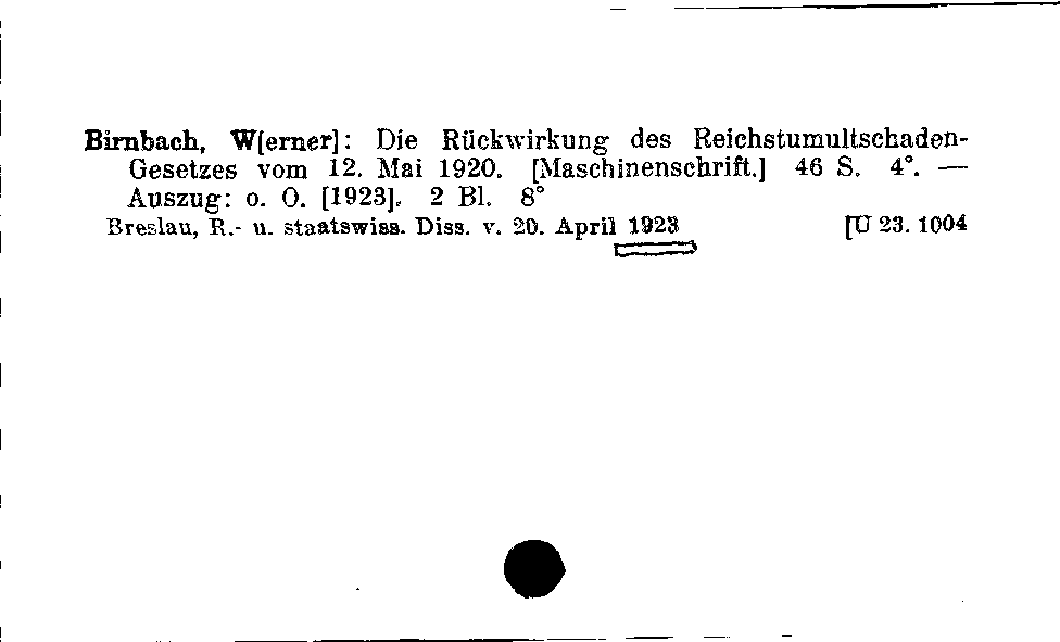 [Katalogkarte Dissertationenkatalog bis 1980]