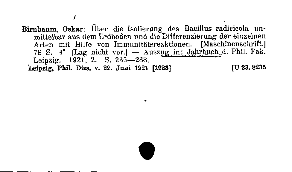 [Katalogkarte Dissertationenkatalog bis 1980]