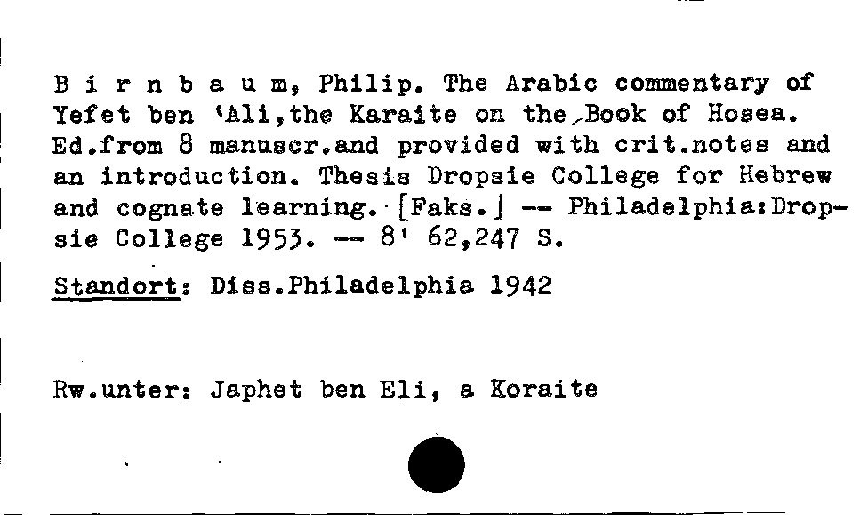 [Katalogkarte Dissertationenkatalog bis 1980]