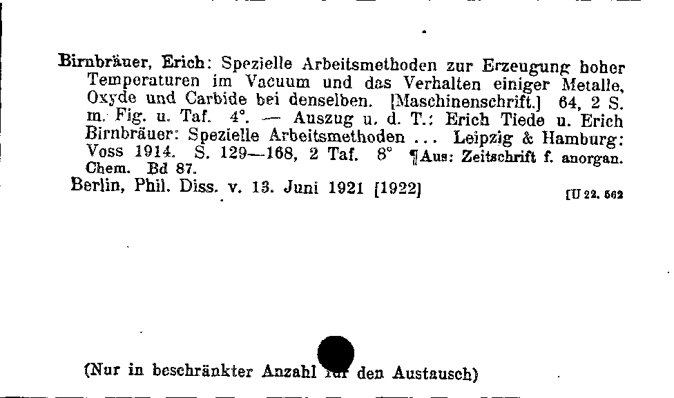 [Katalogkarte Dissertationenkatalog bis 1980]