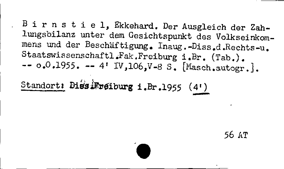 [Katalogkarte Dissertationenkatalog bis 1980]