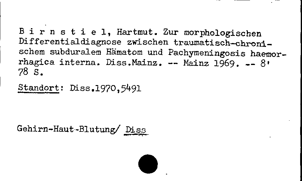 [Katalogkarte Dissertationenkatalog bis 1980]