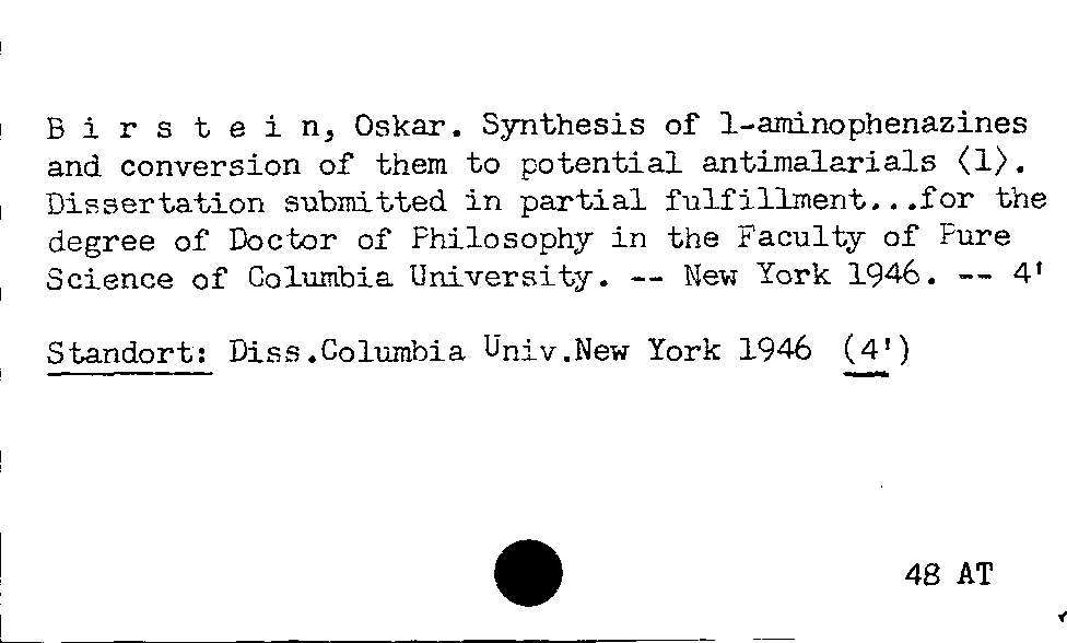 [Katalogkarte Dissertationenkatalog bis 1980]