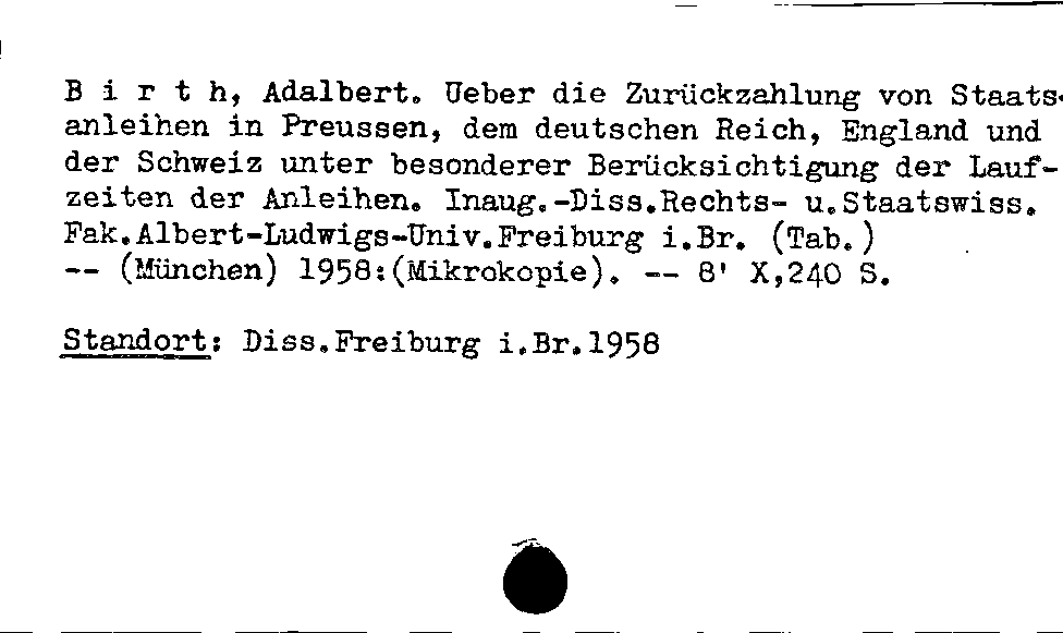 [Katalogkarte Dissertationenkatalog bis 1980]