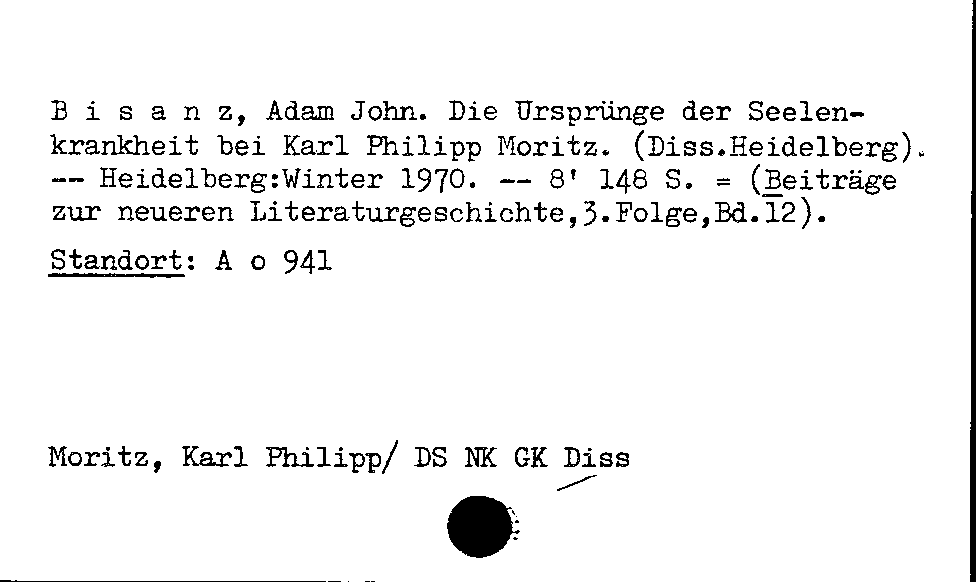 [Katalogkarte Dissertationenkatalog bis 1980]